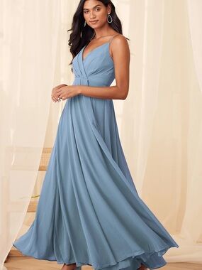 Lulus All About Love Slate Blue Maxi Dress size small